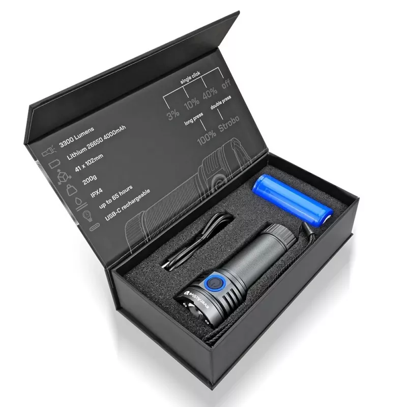 LED baterka everActive LUMINATO R FL-3300R – 3300 lúmenov, nabíjateľná