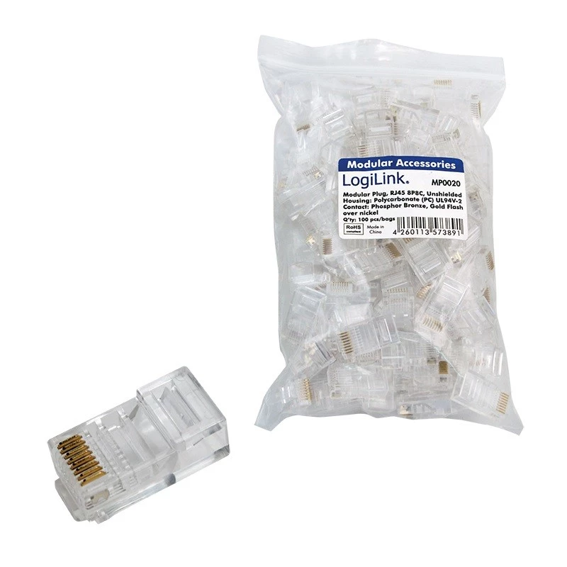 RJ45 konektor samec LogiLink MP0020 transparentný