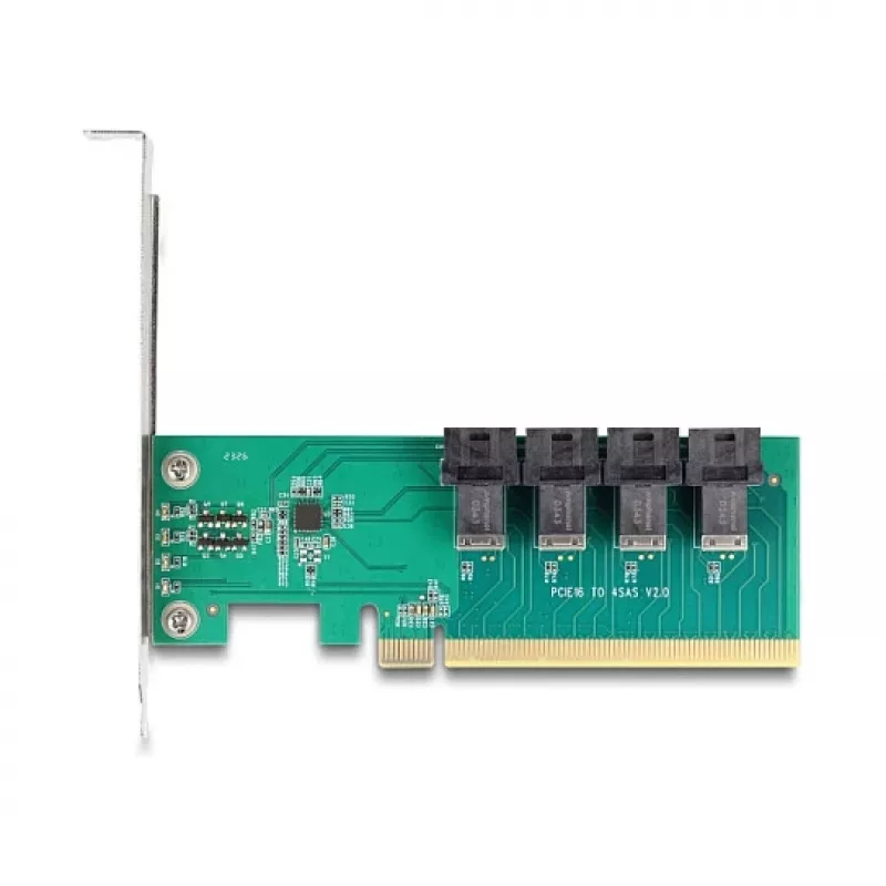 DELOCK PCIe x16 bifurkačná karta na 4× interné SFF-8643 NVMe, Low-Profile