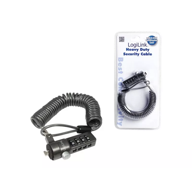 LogiLink NBS004 káblový zámok čierny 1,8 m