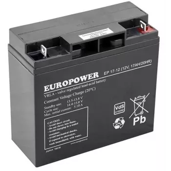 Uzavretá olovená AGM batéria europower EP Series 12V 17Ah – životnosť 6–9 rokov