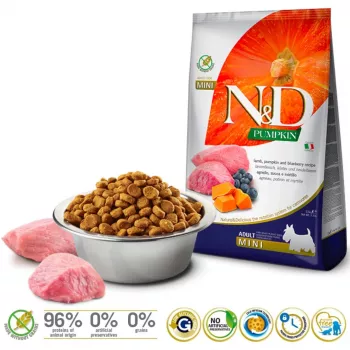 FARMINA N&D Pumpkin Lamb & Blueberry Adult Mini - suché krmivo pre psy - 2,5 kg