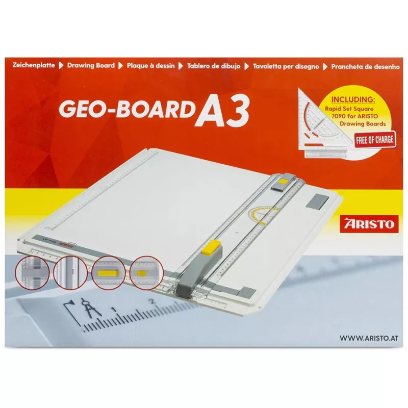 ARISTO Geo Board rysovacia doska A3 rýchlorysovací trojuholník
