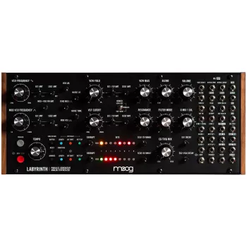 Analógový semi-modulárny syntetizér moog Labyrinth – monofónny, 20-in/12-out patchbay, sekvencer, prírodné drevo
