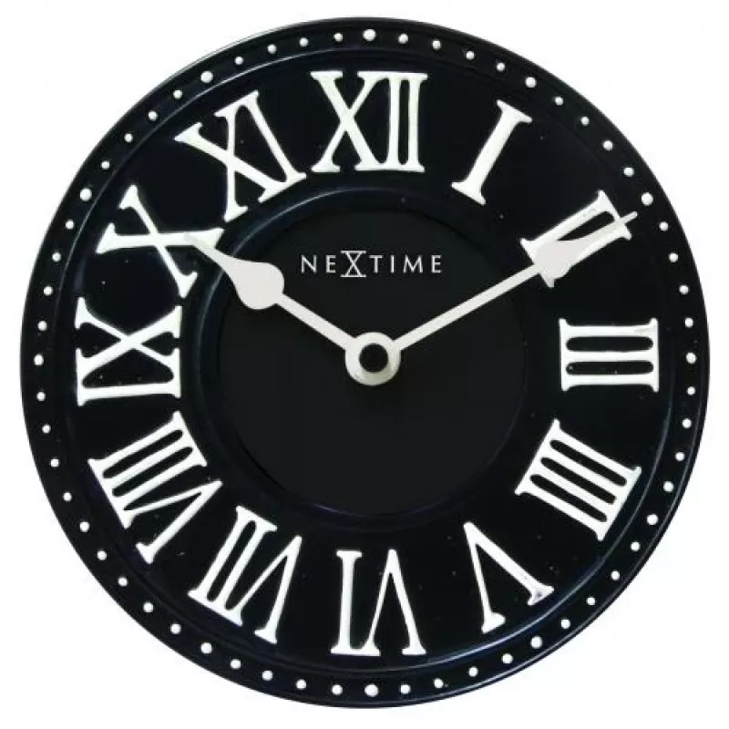 NeXtime hodiny 5187zw London Table, Ø16 cm, nástenné, čierne/biele