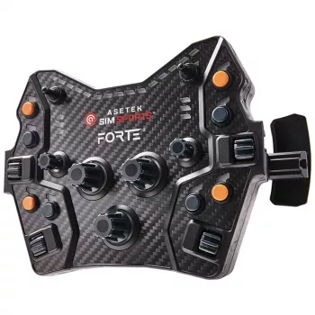 Button Box Asetek SimSports Forte GT — kompaktný pretekársky ovládací panel s konfigurovateľnými tlačidlami a otočnými ovládačmi