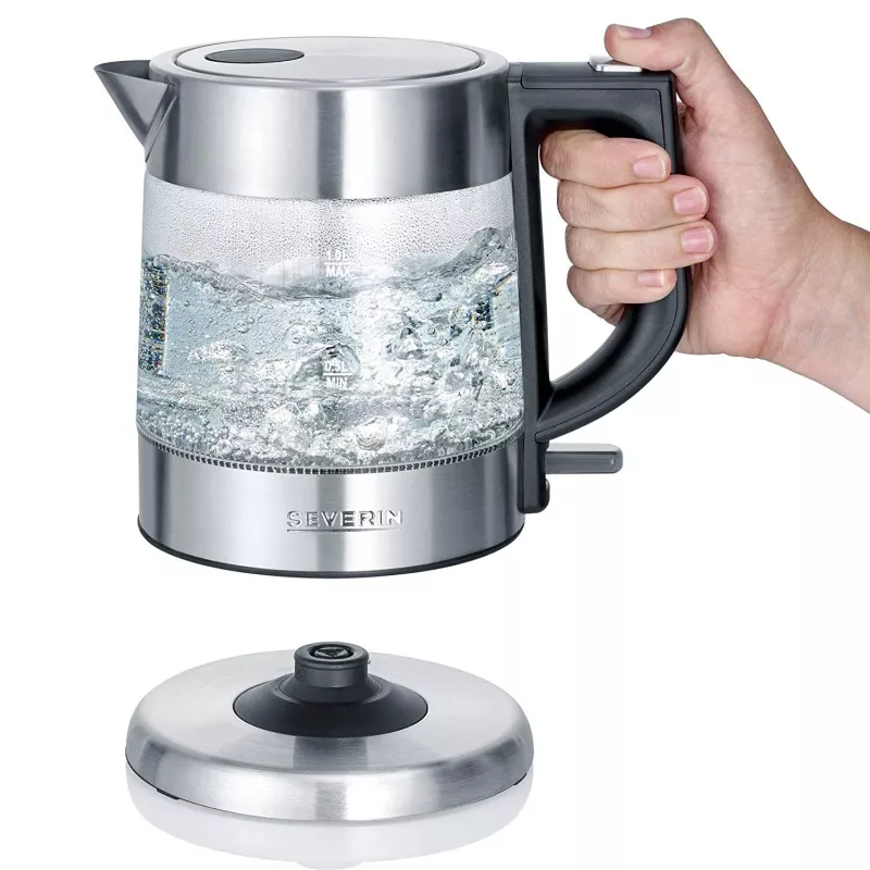 Severin WK 3468 Kanvica na vodu 1 l 2200 W čierna, nehrdzavejúca oceľ, transparentná
