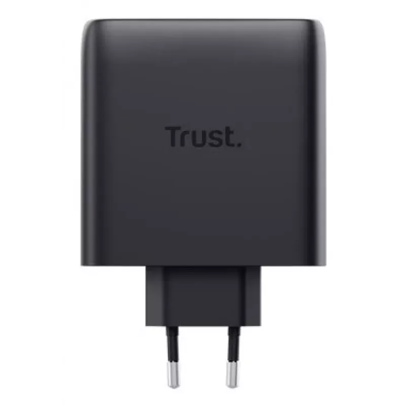 TRUST Maxo 100W 2-portová USB-C GaN nabíjačka — 100 W, 2× USB-C, max. 20 V, 2 m kábel, čierna