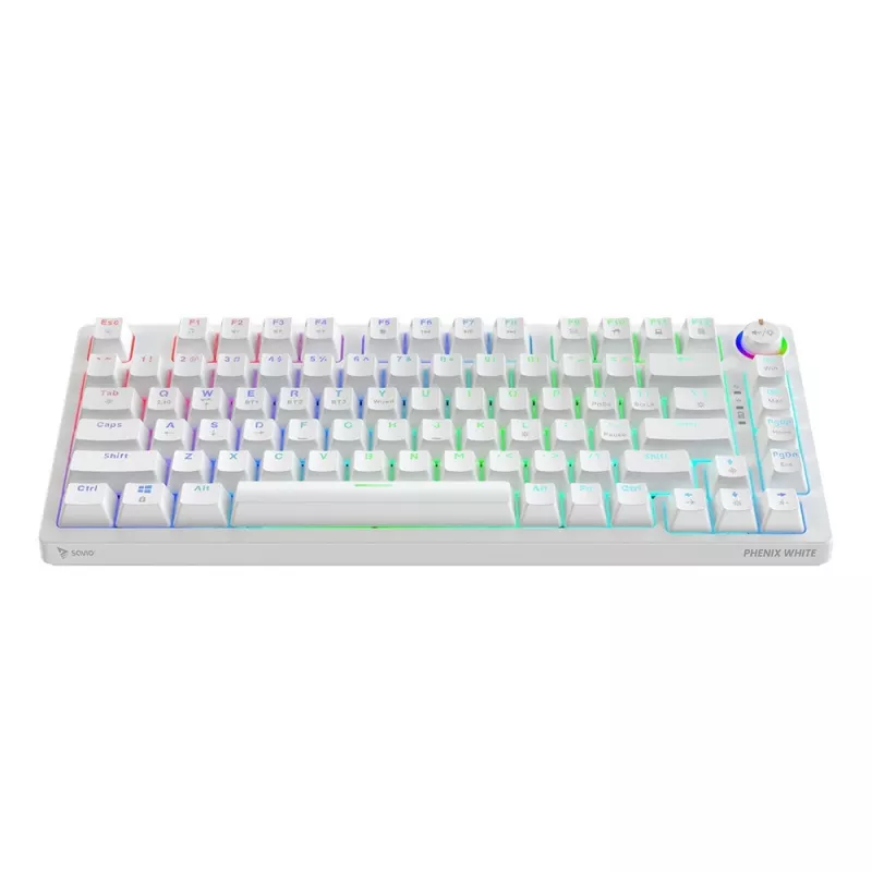 SAVIO PHENIX WHITE bezdrôtová mechanická klávesnica, Gateron Red Pro, ABS