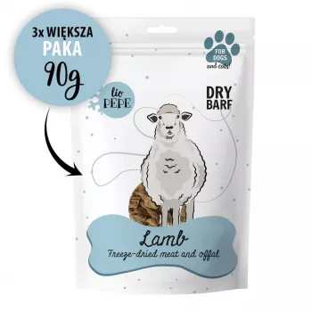 Liofilizované jahňacie pamlsky pre psov PAKA ZWIERZAKA Lio Pepe Lamb XL 90 g — jedna surovina, XL kúsky