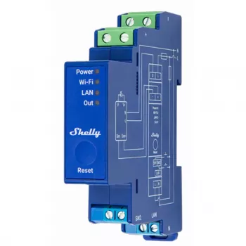Vstavaný stmievač Shelly Pro Dimmer 0/1-10V PM — bezdrôtový, 110–240 V, 3 W standby, modrý, 19×69×94 mm