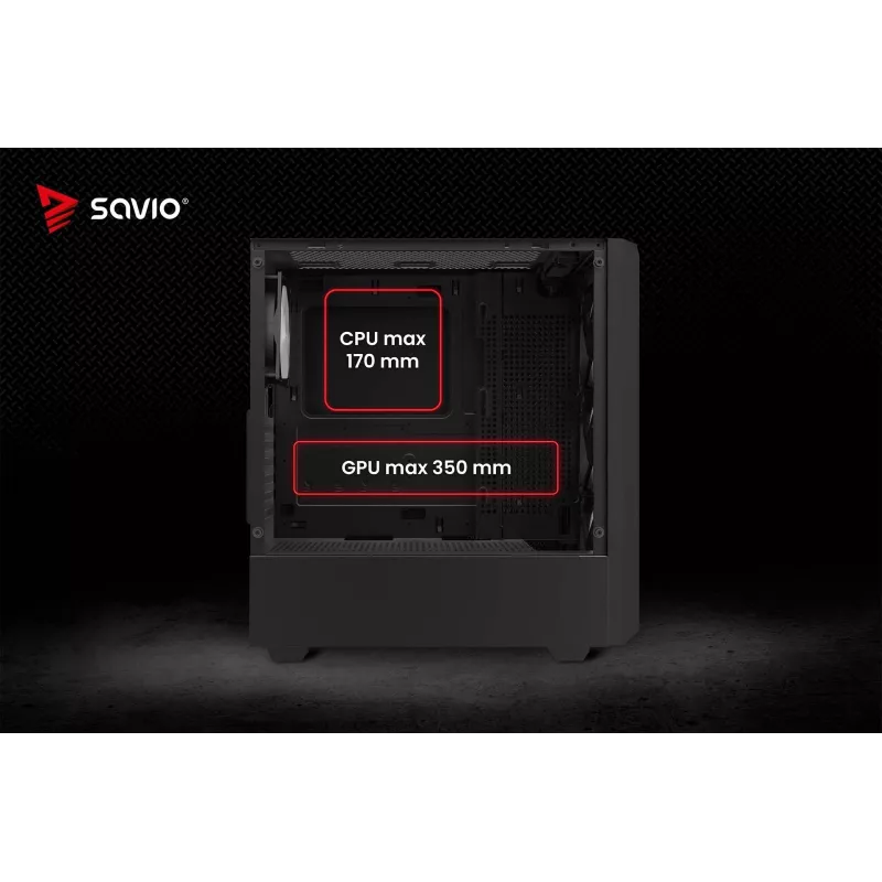 Savio Noctis Glass RGB Cube počítačová skriňa, ATX/Micro-ATX/Mini-ITX, predná strana z tvrdeného skla, RGB ventilátory, čierna