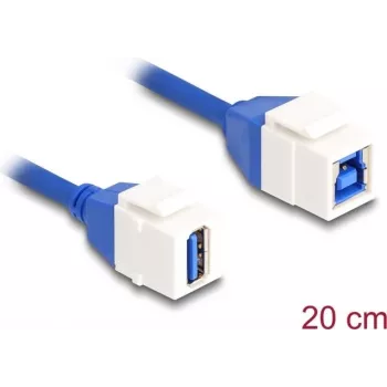 DeLOCK Keystone modul kábel USB 5 Gbps Type-A zásuvka na Type-B zásuvku 20 cm modrý