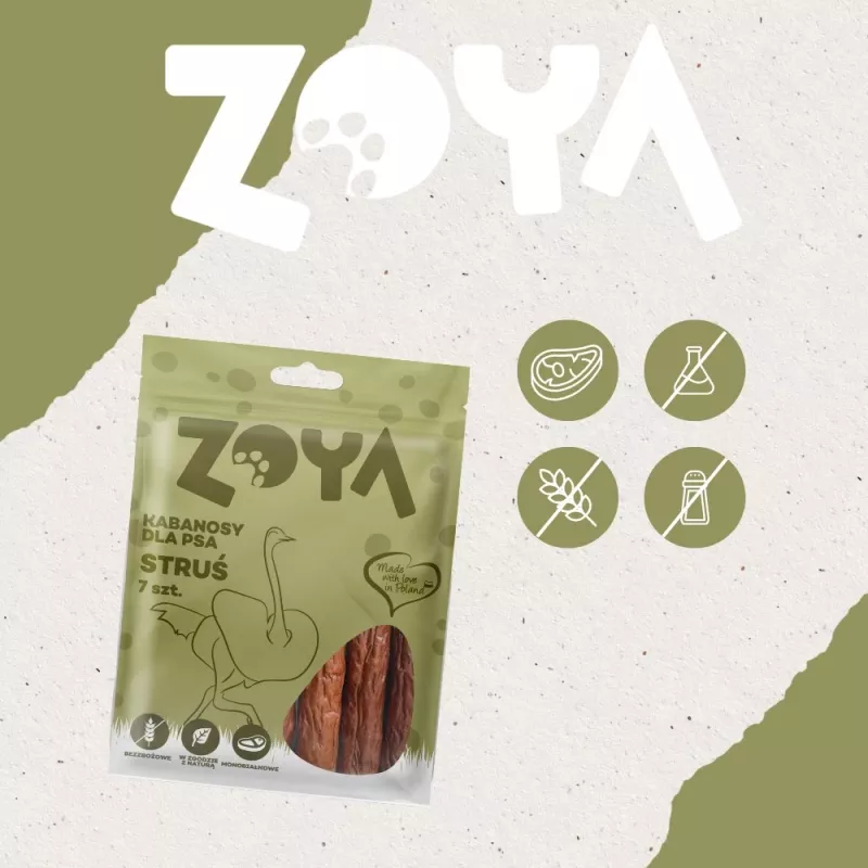 ZOYA Pštrosie klobásy - psie maškrty - 7 ks