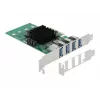 DeLOCK PCI Express x4 karta na 4 x externý USB 3.0 Quad Channel - Low Profile formát