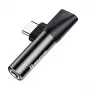 Baseus audio adaptér USB-C na minikonektor 3,5 mm + USB-C (čierna)