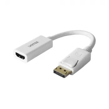 UNITEK pozlátený DisplayPort DP na HDMI 4K UHD HDTV konektor samec na samica konvertor adaptér s audiom - Y-6332 biela