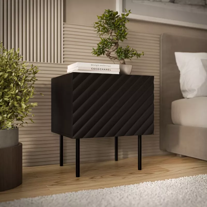 Nočný stolík Cama meble LUCCA, 2 ks, 47x40x52 cm, čierny, MDF/drevotrieska
