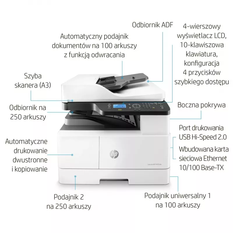 All-in-One tlačiareň HP LaserJet M443nda laserová A3 1200 x 1200 DPI 24 str./min