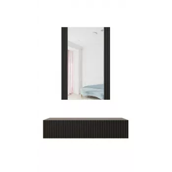 Toaletný stolík so zrkadlom cama meble PAFOS 80×41,6×100 cm, MDF rám, 1 zásuvka, matná čierna