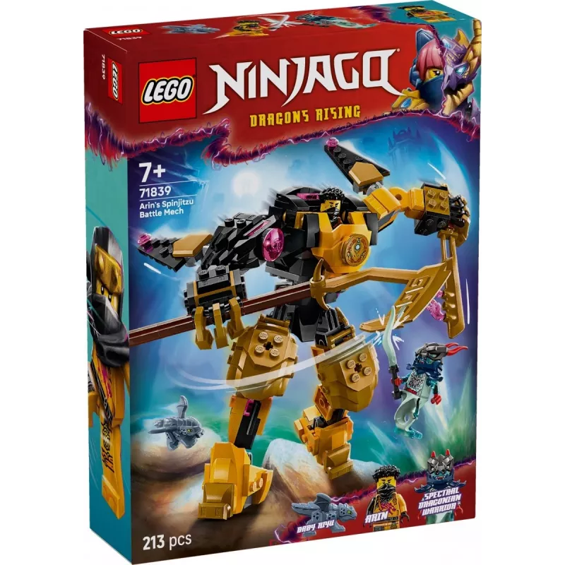 LEGO stavebná sada NINJAGO 71839 Arinov Spinjitzu bojový mech, 213 dielov, 2 minifigúrky, výška 160 mm