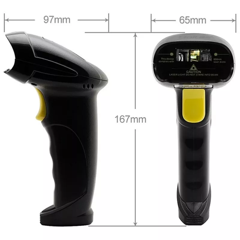 Qoltec 1D laserový čítač čiarových kódov | USB | čierna