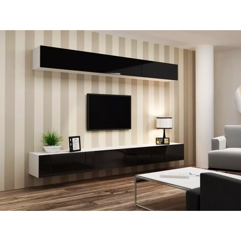 Cama obývacia zostava VIGO 13 biela/čierna lesk