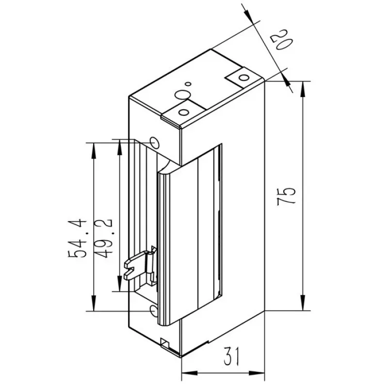 Elektromagnetický zámok QOLTEC 52459 12V symetrický s pamäťou a zámkom