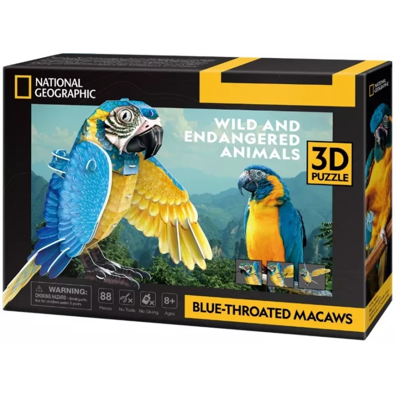 3D puzzle Cubicfun ara modrokrká, 88 dielov, model 306-DS1097H