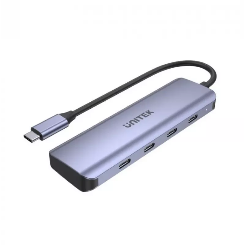 UNITEK uHUB Q4 USB hub Type-C 5000 Mbit/s sivý
