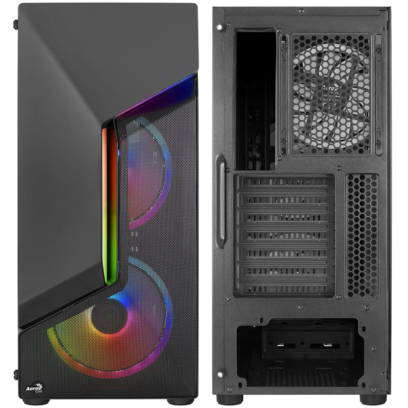 Aerocool Scape-G-BK-v2 Midi-Tower, Tempered Glass, FRGB - čierna