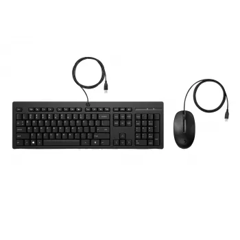 HP 225 G2 USB drôtová kombinácia myši a klávesnice, tlačidlo Copilot, odolná voči postriekaniu – čierna – ESTÓNSKA