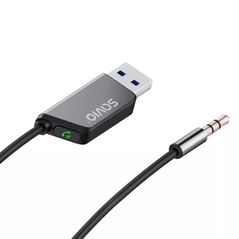 Savio TR-16 vysielač AUX adaptér s funkciou handsfree, Bluetooth 5.3, Google Assistant/Siri