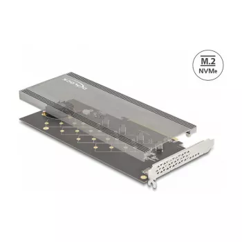 DeLOCK PCI Express 4.0 x16 karta na 4 x interné NVMe M.2 Key M s chladičom a ventilátorom