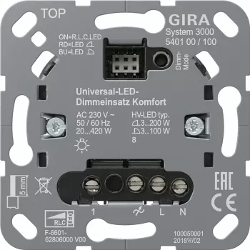 Nadomietkový modul stmievača Gira S3000 Uni-LED vložka stmievača Komfort 540100 pre LED osvetlenie