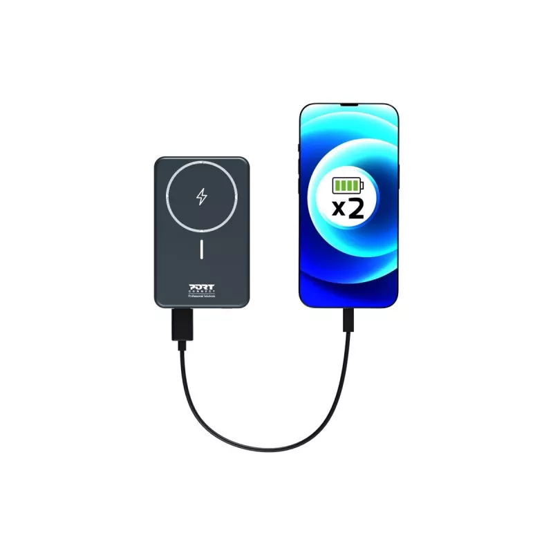 Port Designs 907005 powerbanka 10000 mAh bezdrôtové nabíjanie čierna