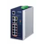 Upravovaný switch PLANET IGS-4215-8P2T2S — 10x Gigabit RJ-45, 2x SFP, 8x PoE+ (240W), 48–56V DC, L2/L4, IP30, montáž na DIN lištu/stenu
