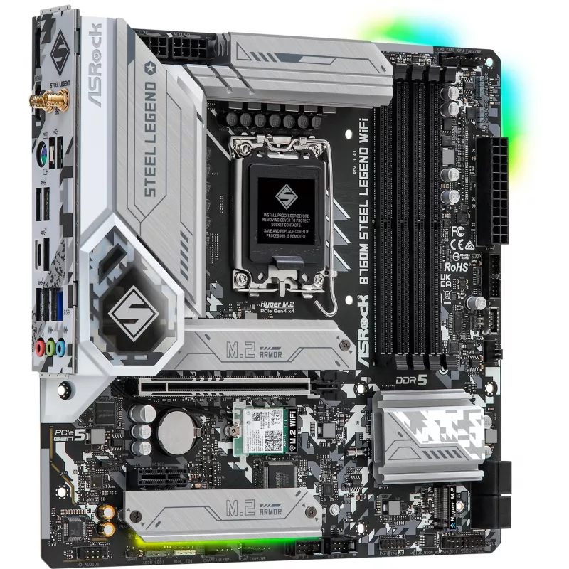 Základná doska ASRock B760M Steel Legend WiFi — Intel B760, LGA 1700, micro ATX, DDR5, 4 DIMM, 128GB, Wi‑Fi 6E, 2.5Gb LAN
