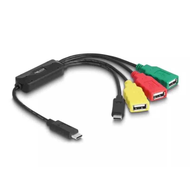 DeLOCK 4-portový USB 2.0 káblový hub USB Type-C na 3 x USB-A konektor samica + 1 x USB-C konektor samec