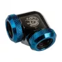Adaptér 90° BitsPower pre 12 mm AD hardtube na 12 mm AD hardtube, lesklý čierny/modrý