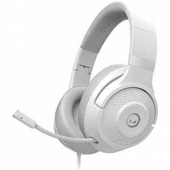 LORGAR Noah 101, gaming headset s mikrofónom, 3,5-mm jack konektor, dĺžka kábla 2 m, skladací dizajn, PU kožené ušné polštárky, veľkosť: 185*195*80 mm, 0,245 kg, biela