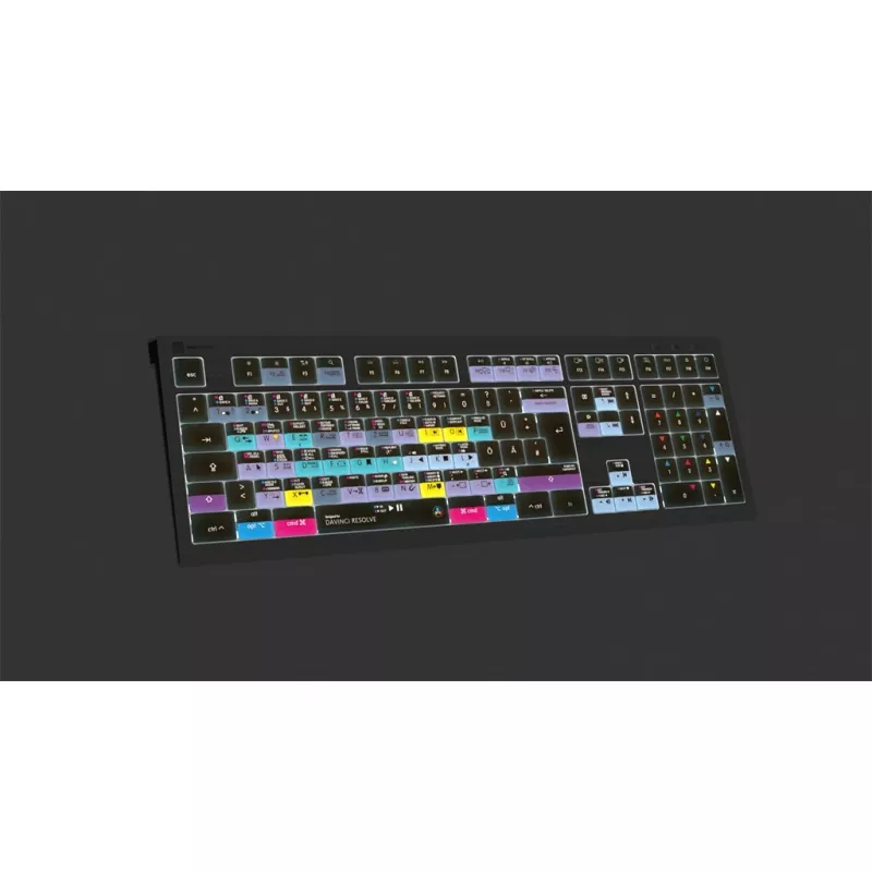 Logickeyboard ASTRA 2 klávesnica DaVinci Resolve pre Mac, plnej veľkosti, drôtová USB, nožnicový mechanizmus, QWERTZ nemecká, čierna