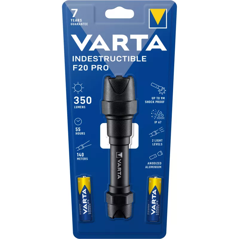 Varta Indestructible F20 Pro - baterka - čierna - hliník - 9 m - IP67 - LED