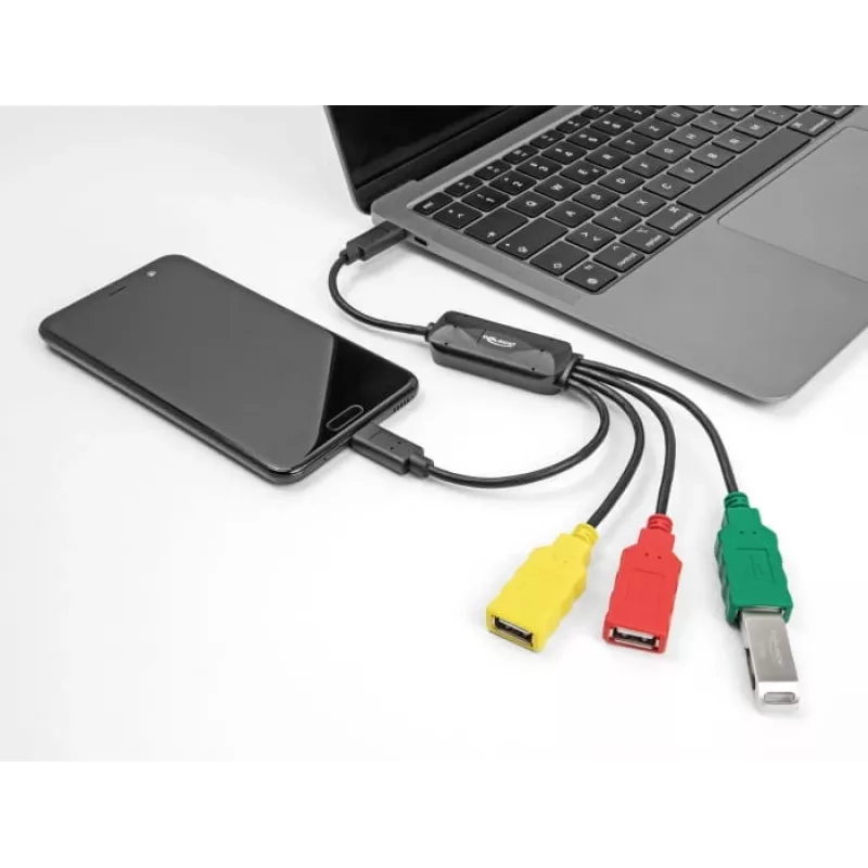 DeLOCK 4-portový USB 2.0 káblový hub USB Type-C na 3 x USB-A konektor samica + 1 x USB-C konektor samec