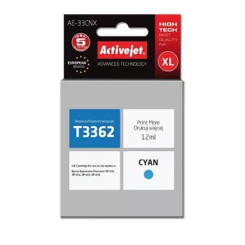 Kompatibilná atramentová kazeta ActiveJet AE-33CNX pre Epson 33XL, cyan, 12 ml, vysoká (XL) výťažnosť