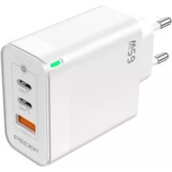 PEDEA rýchlonabíjačka „Triple“ 65W GaN USB-C PD USB-A biela - napájací zdroj - USB Type-C