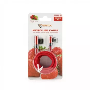Sbox USB->Micro USB 90 M/M 1,5m USB-MICRO-90R jahodová červená