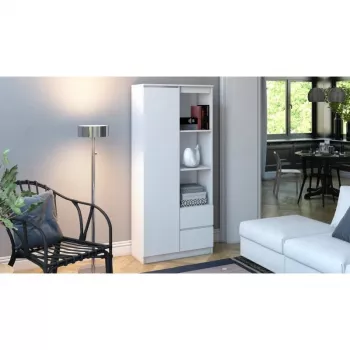 Knižnica do kancelárie Top e Shop RS-80 BILY BIEL, biela drevotrieska, 7 políc, 800×350×1800 mm