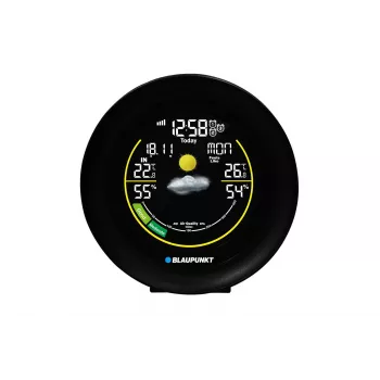 Meteostanica BLAUPUNKT WS35BK APP – LCD displej, teplota a vlhkosť vzduchu, alarm, kalendár, pripojenie k aplikácii, 94×94×27 mm