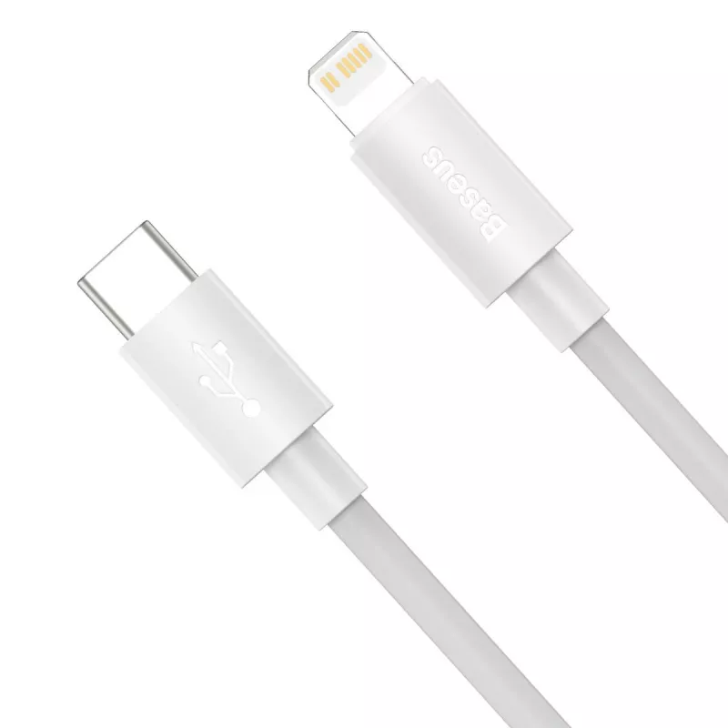 Baseus Simple Wisdom sada dátových káblov USB-C na Lightning PD 20W (2 ks/balenie) 1,5m biela